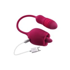 Evolved Wild Rose Rechargeable Dual-Ended Silicone Thrusting Egg & Flicking Tongue Vibrator -Adult Product Store evolved wild rose 5 spectrum boutique