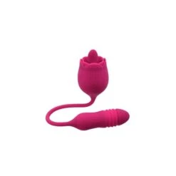 Evolved Wild Rose Rechargeable Dual-Ended Silicone Thrusting Egg & Flicking Tongue Vibrator