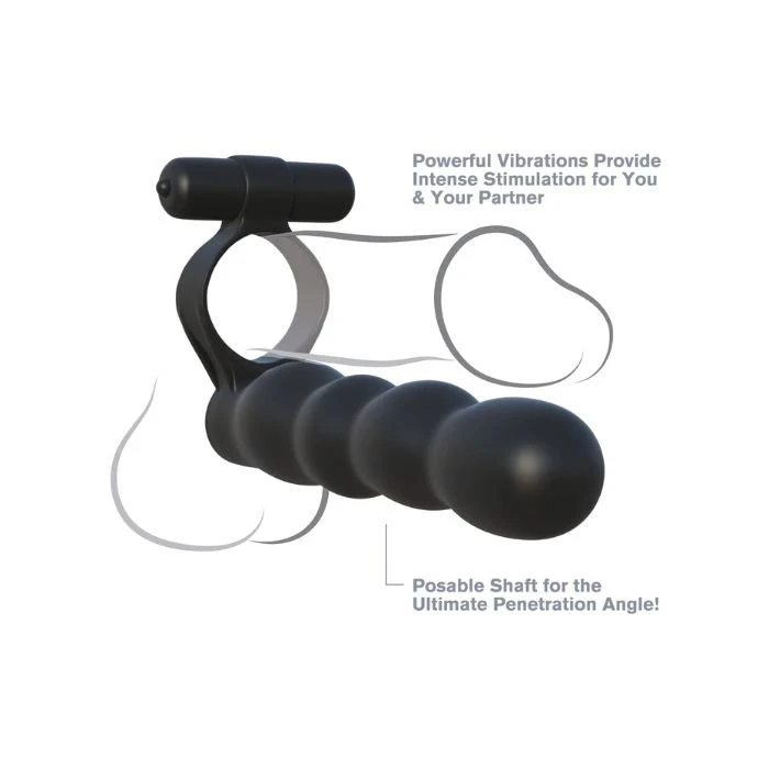 Pipedream Posable Partner Double Penetrator Vibrating Ring And Posable Beaded Silicone Stimulator - Image 4