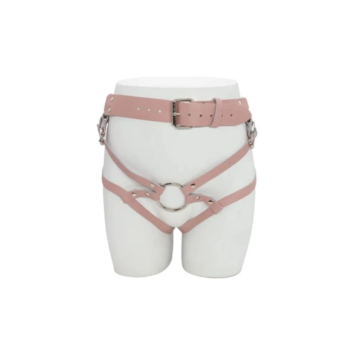 Stupid Cute Leather Strappy Baby Pink Strap On Harness